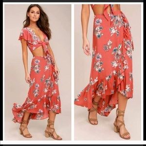 Lulu’s Rusty Rose floral print Two-piece dress